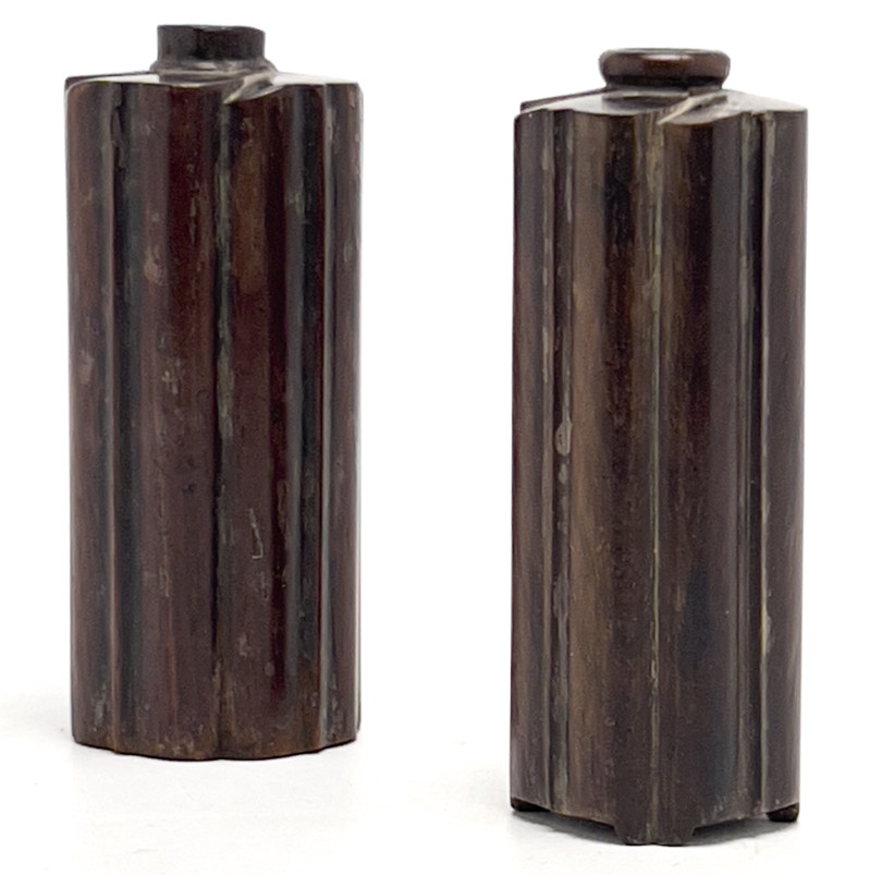 Chinese Zitan Lobed Incense Tool Vases, Near Pair