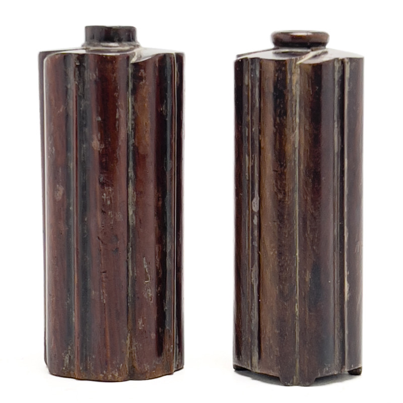 Chinese Zitan Lobed Incense Tool Vases, Near Pair