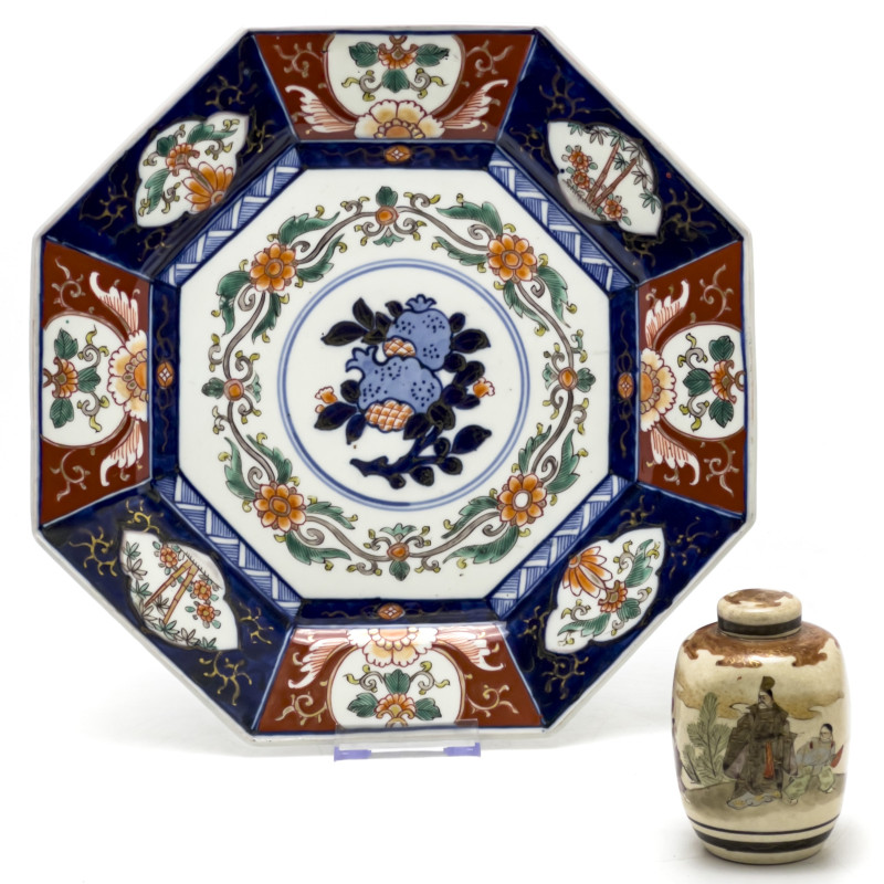 Satsuma Vessel and Imari Plate