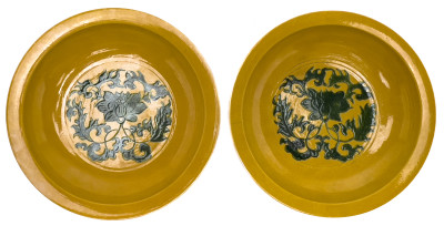 Chinese Yellow and Green Dragon Bowls