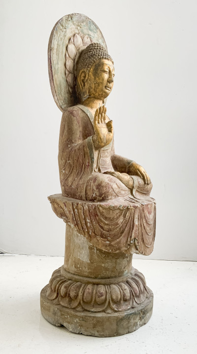 Chinese Carved and Painted Stone Buddha