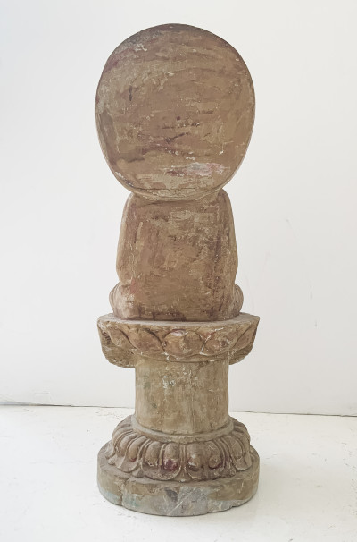 Chinese Carved and Painted Stone Buddha