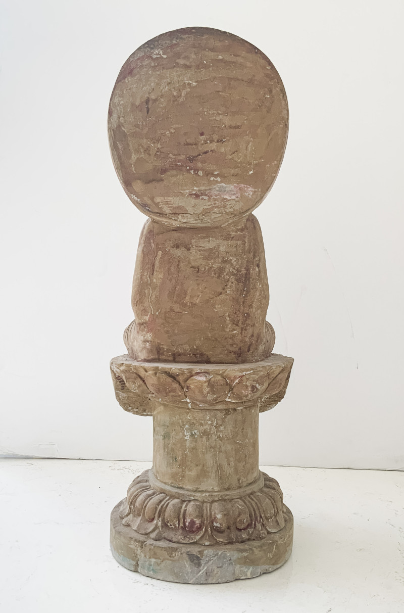 Chinese Carved and Painted Stone Buddha