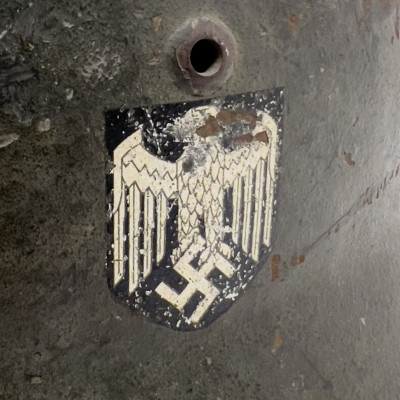 Two WWII Helmets, German and Allied