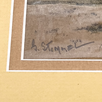 George Stimmel - Untitled (Snowy Harbor Scene)