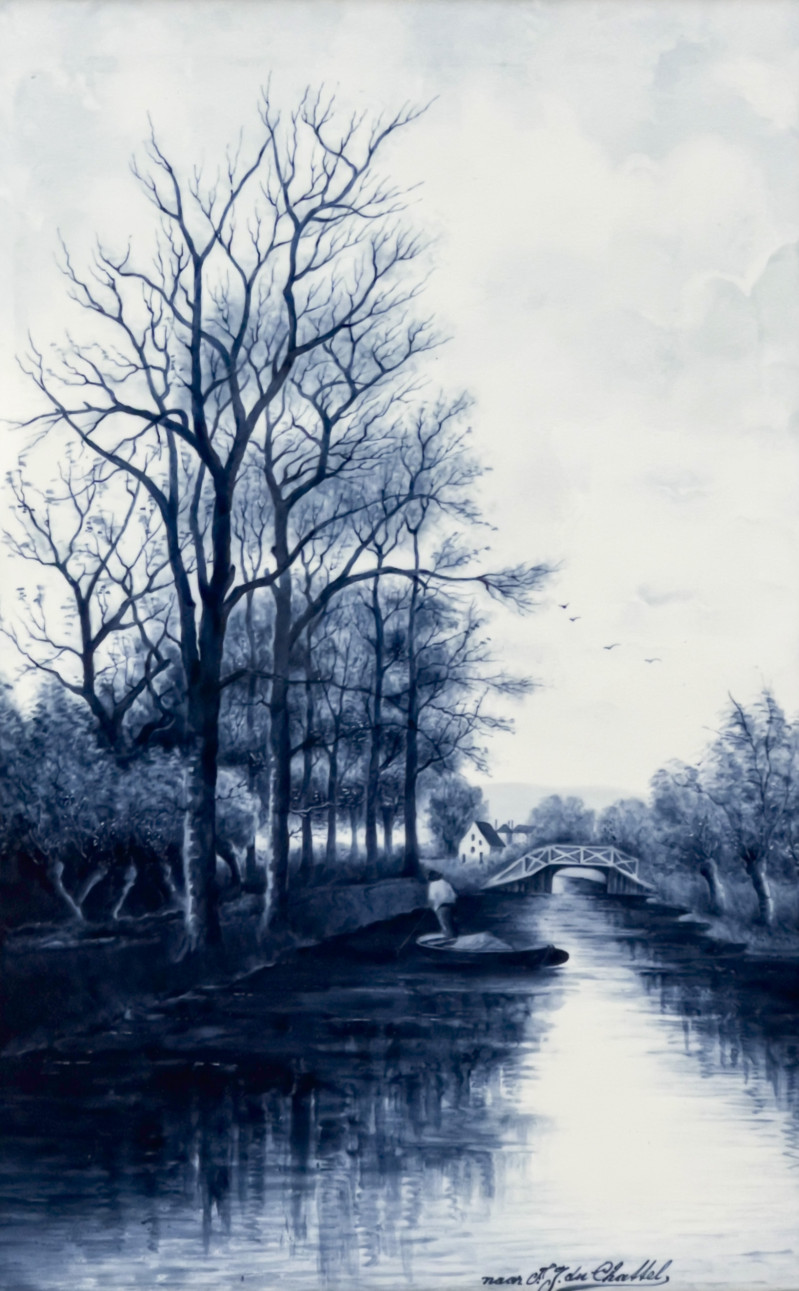 Fredericus van Rossum du Chattel - Blue and White River Scene Tiles