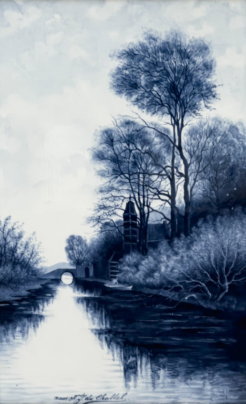Fredericus van Rossum du Chattel - Blue and White River Scene Tiles