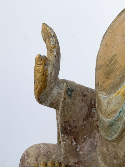 Chinese Carved and Painted Stone Buddha