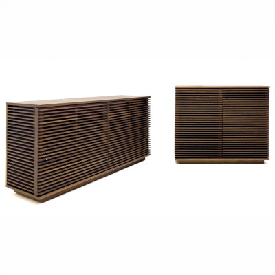 Image for Lot Folks Slatted Wood Cabinet and Credenza