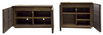 Folks Slatted Wood Cabinet and Credenza
