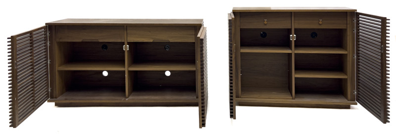 Folks Slatted Wood Cabinet and Credenza