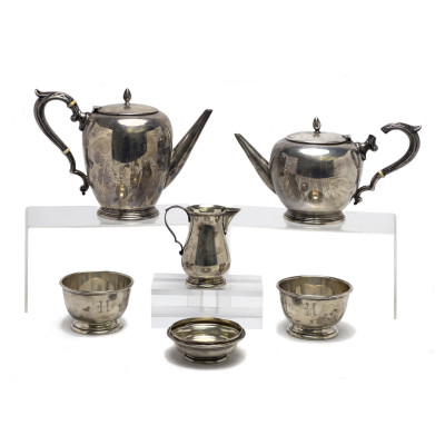 Image for Lot Sterling English Reproduction Partial Tea Set