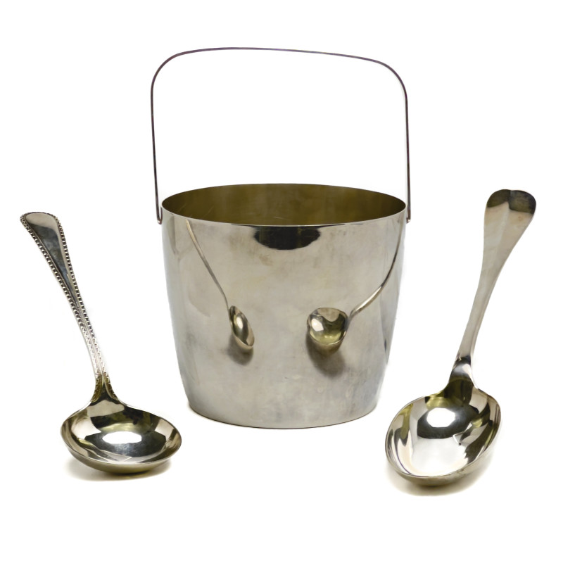 Tiffany &amp; Co. and Others - Silverplate Ice Bucket and Serving Spoons
