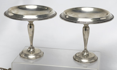 Sterling Silver Dishes and Candlesticks, Group of 6
