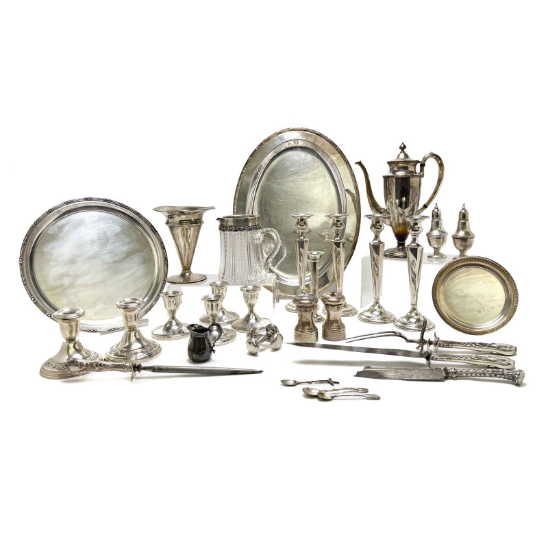 Weighted Sterling and Silverplate Serviceware and Accessories, Group of 25+