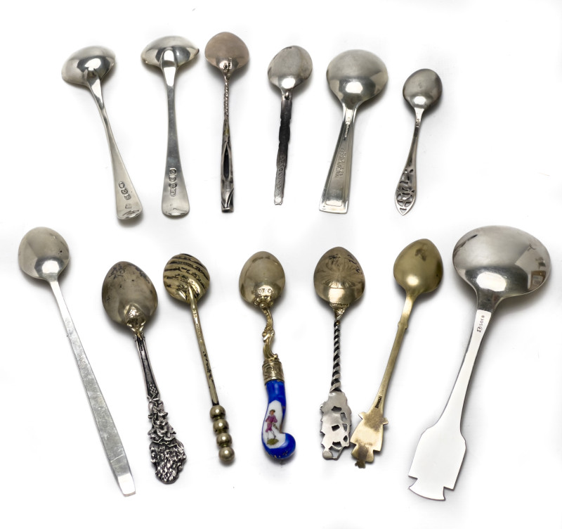 Cartier and Others - Sterling and Coin Silver Spoons, Pitcher, and Andirons