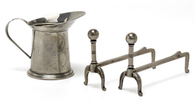 Cartier and Others - Sterling and Coin Silver Spoons, Pitcher, and Andirons