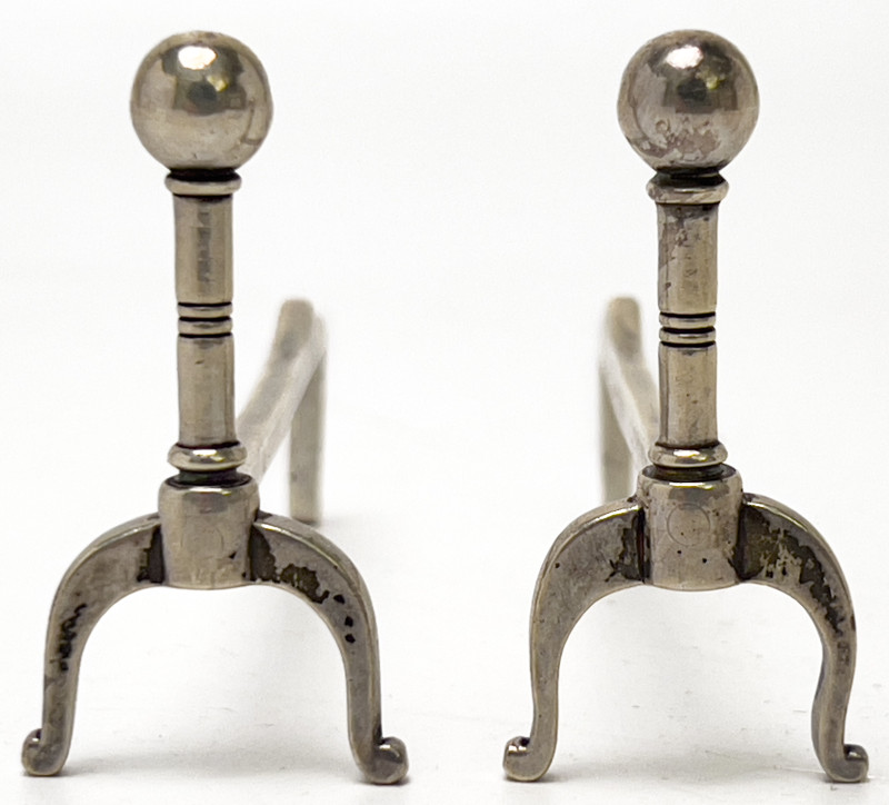 Cartier and Others - Sterling and Coin Silver Spoons, Pitcher, and Andirons