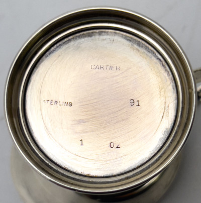 Cartier and Others - Sterling and Coin Silver Spoons, Pitcher, and Andirons