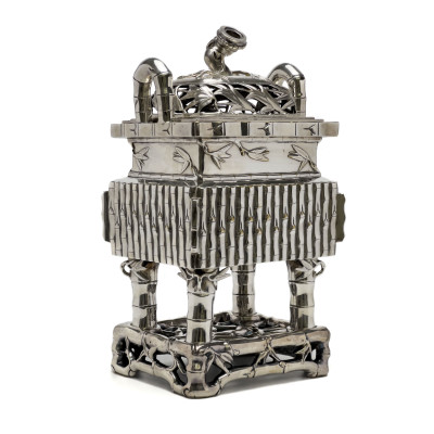 Image for Lot Japonisme Silverplate Faux Bamboo Censer