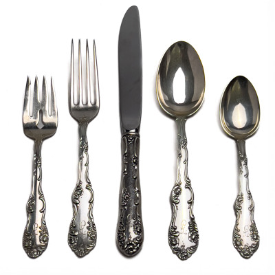 Image for Lot Towle Silversmiths - Sterling Silver "Old English" Flatware Service for 12