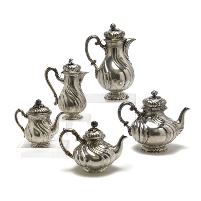 Image for Lot German Silver Tea and Coffee Pot Set, Group of 5