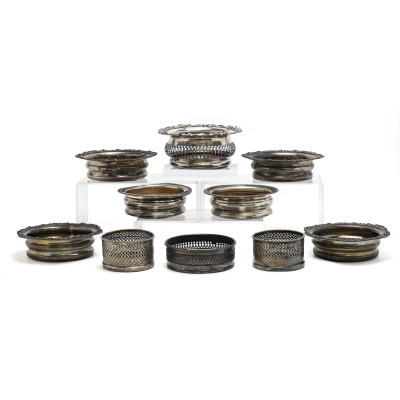 Image for Lot Silverplate Wine Coasters, Group of 10