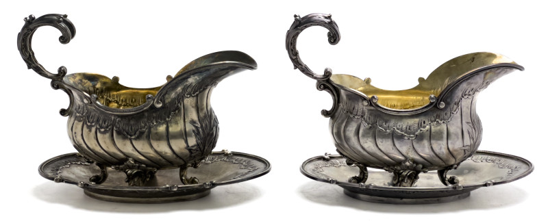 Continental Silver Gravy Boats, Pair