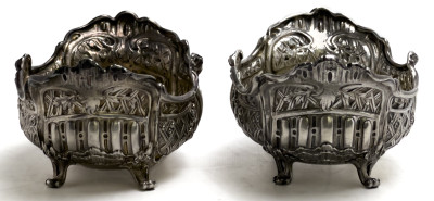 Two Continental Silver Victorian Small Repoussé Dishes