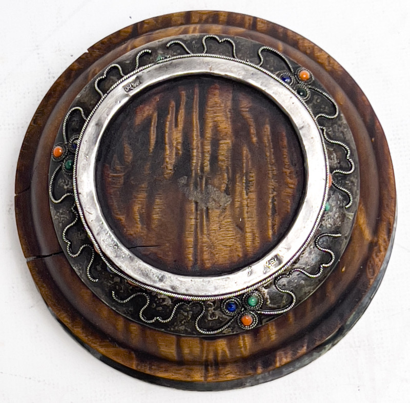 Silver Chinese Tea Bowl with hardstone
