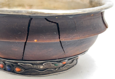 Silver Chinese Tea Bowl with hardstone