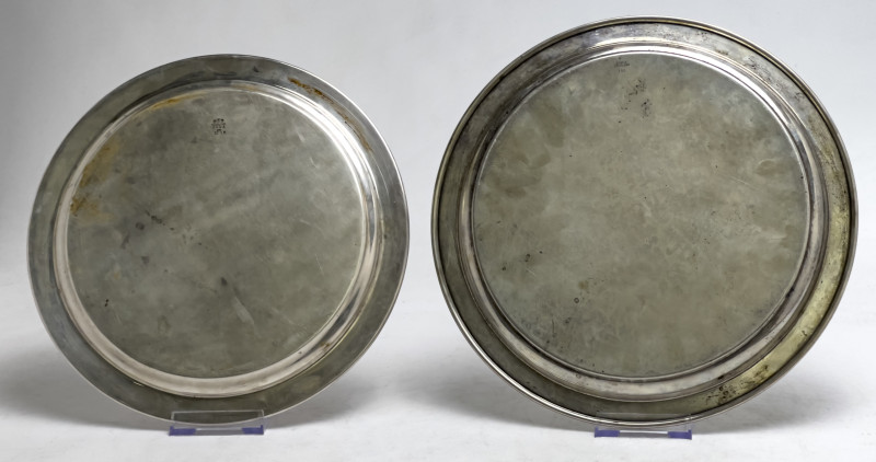 Two Sterling Silver Serving Trays