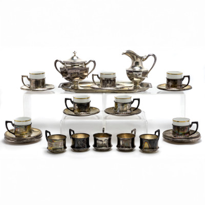 Image for Lot Silver Tea Service, Partial, Group of 27