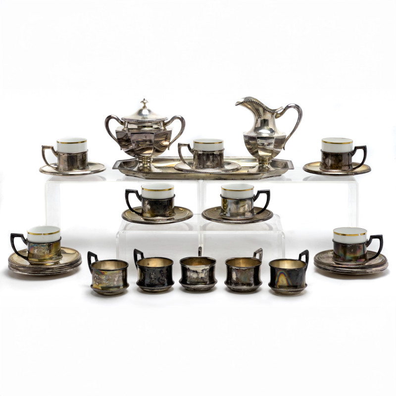 Silver Tea Service, Partial, Group of 27