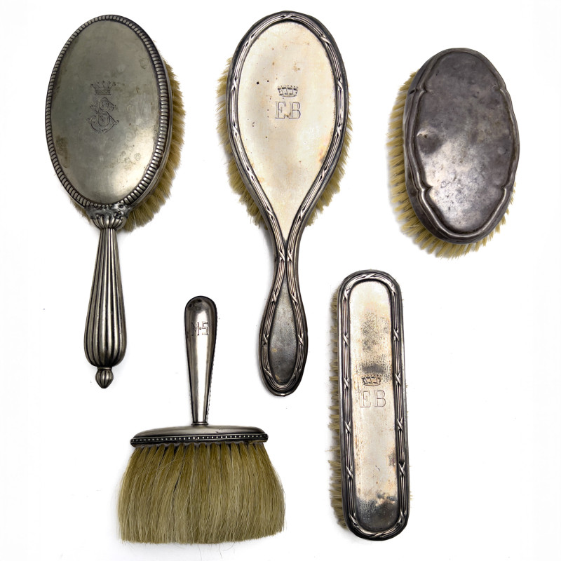 Continental Silver Brushes, Group of 5