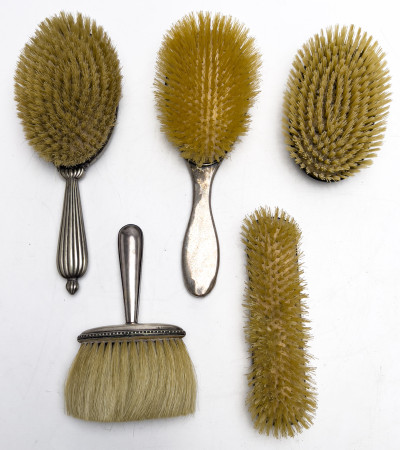 Continental Silver Brushes, Group of 5