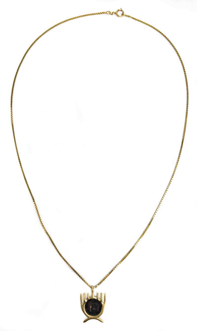 14K Gold Menorah Pendant Set with Coin