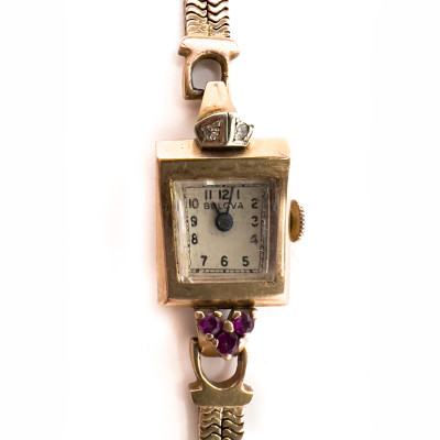 Image for Lot Bulova - Gold Ladies Watch with Rubies and Diamonds