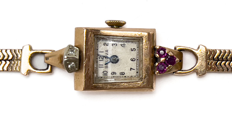 Bulova - Gold Ladies Watch with Rubies and Diamonds