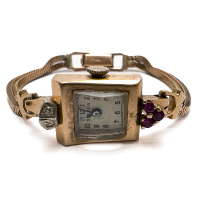 Bulova - Gold Ladies Watch with Rubies and Diamonds