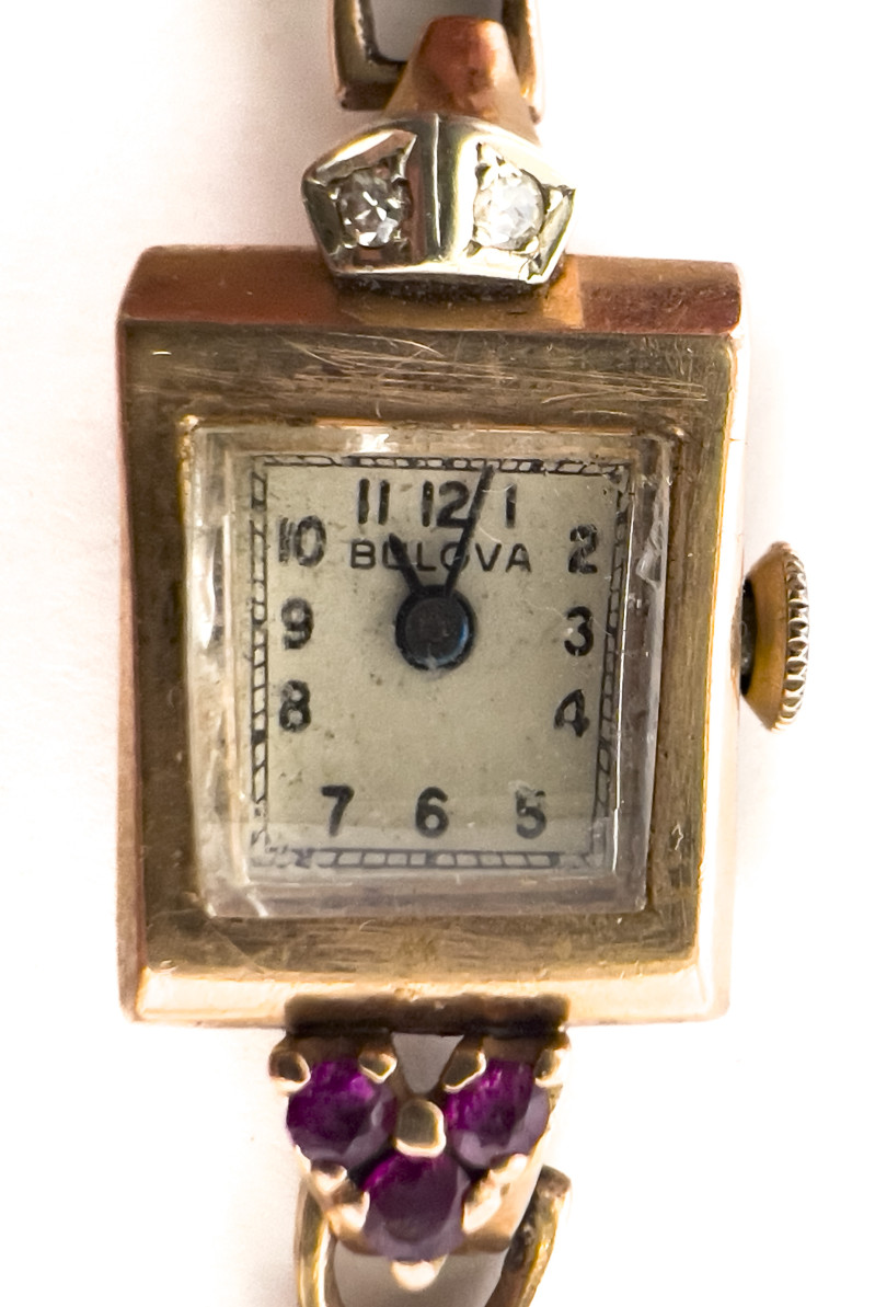 Bulova - Gold Ladies Watch with Rubies and Diamonds