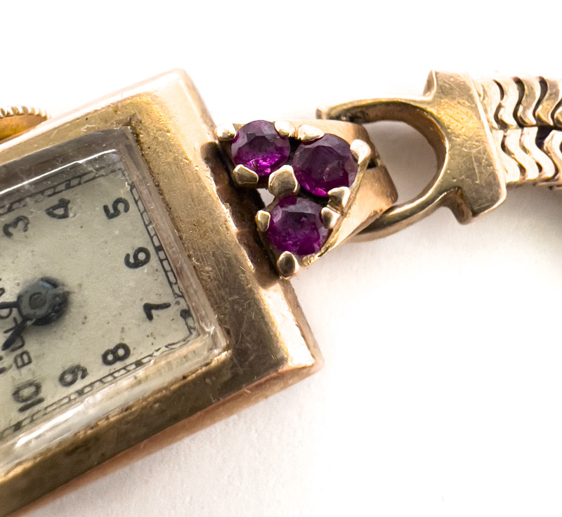 Bulova - Gold Ladies Watch with Rubies and Diamonds