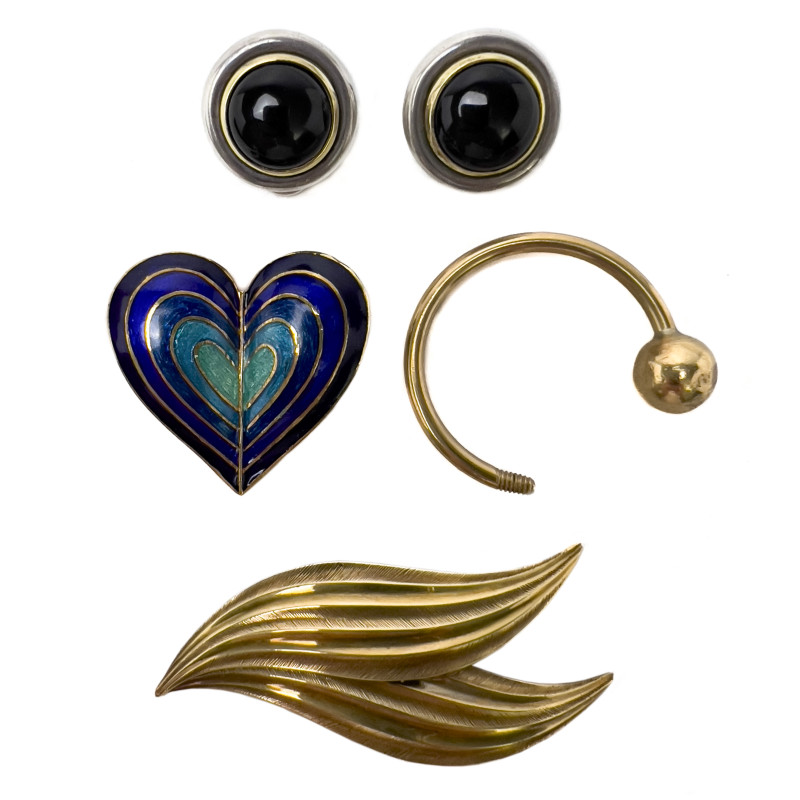 Tiffany &amp; Co. - Paloma Picasso and Others - Earrings, Brooches, and Key Chain, Group of 5