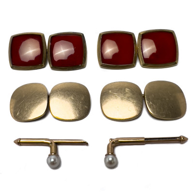 Image for Lot Gold Cufflinks and Shirt Studs, Group of 6