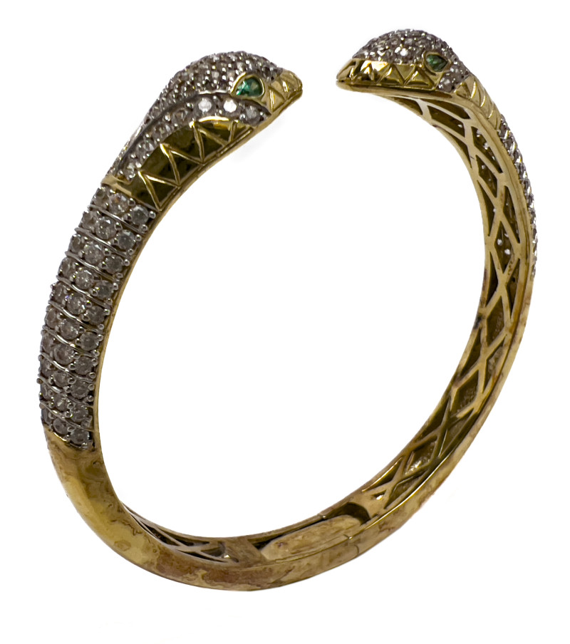 Sterling Panther Rings and Snake Bracelets, Group of 4