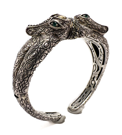 Sterling Panther Rings and Snake Bracelets, Group of 4