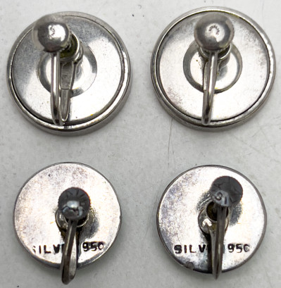 Silver Bracelet, Earrings, and Napkin Rings, Group of 5