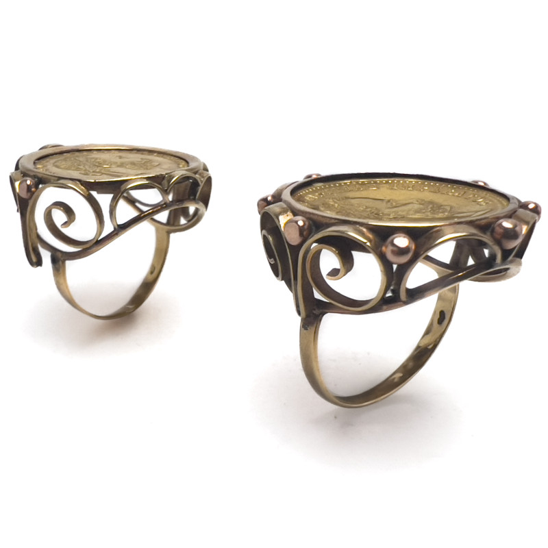 Two Franz Joseph Gold Coin Rings