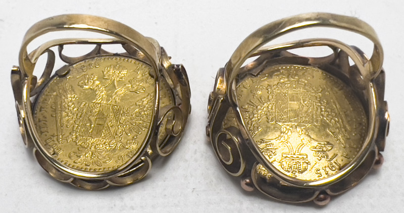 Two Franz Joseph Gold Coin Rings