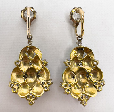 Gold and White Topaz Earrings, and Gold, Diamond, and Enamel Earring Charms